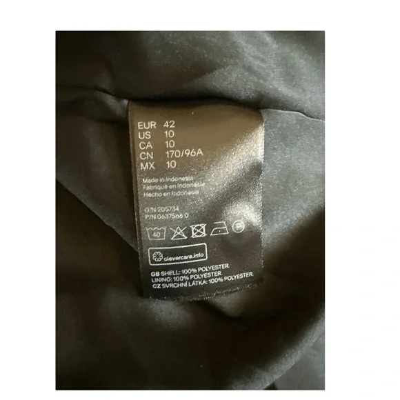H&M Black Button Front Dress – Size 10 – Fully Lined - Picture 6 of 11